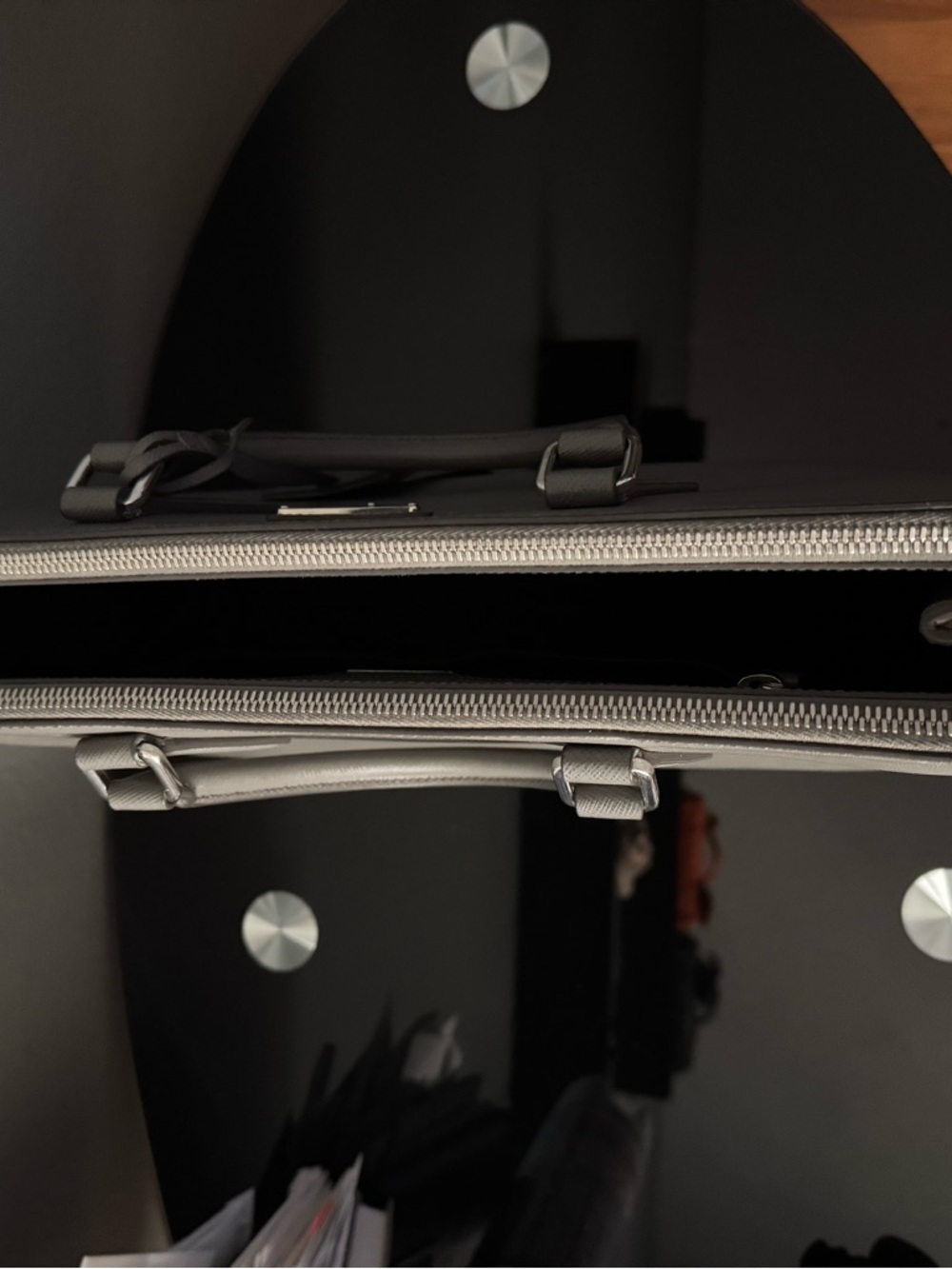 Prada Galleria |  Silver-Gray Saffiano Leather Structured Satchel - Picture 5 of 13